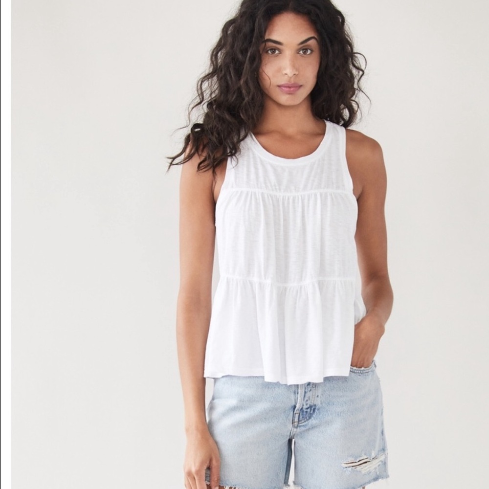 Sundry women’s top XS white tired Pima cotton